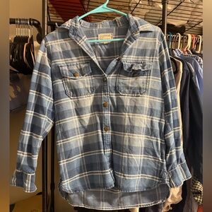 Current/Elliott Blue Plaid Botton-up Shirt 100% Cotton Size 1